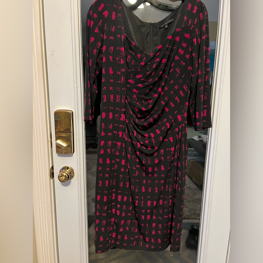 David Meister pink black dress size 12